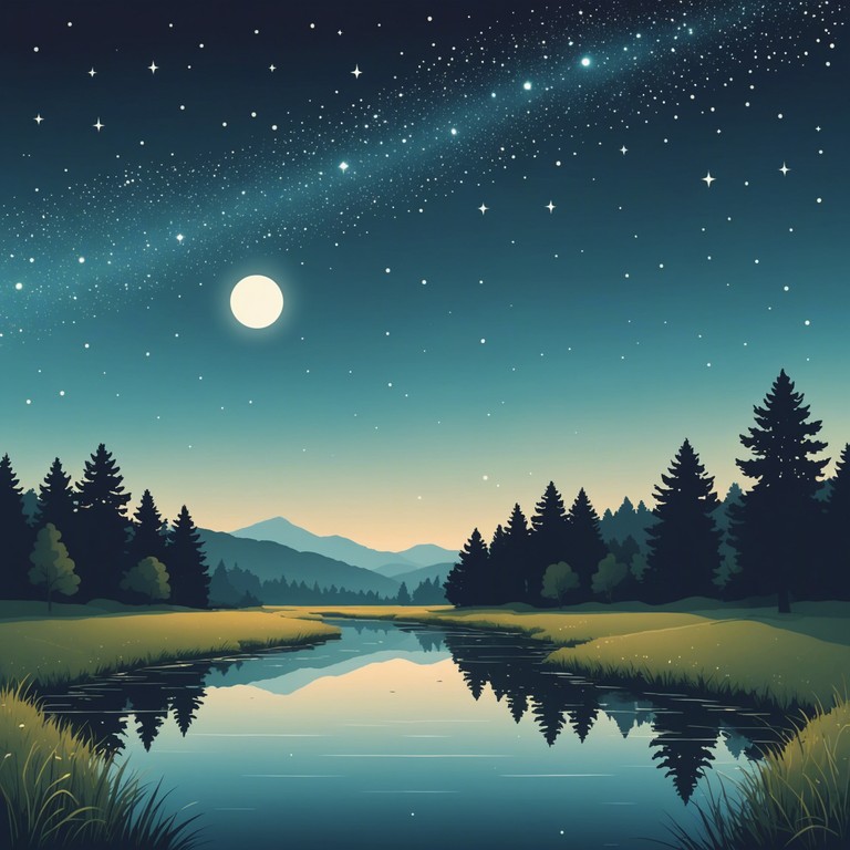 A soft banjo melody meanders through the tall grass of a serene meadow on a clear, starlit night, creating a tranquil yet slightly eerie soundscape, perfect for introspective evenings.