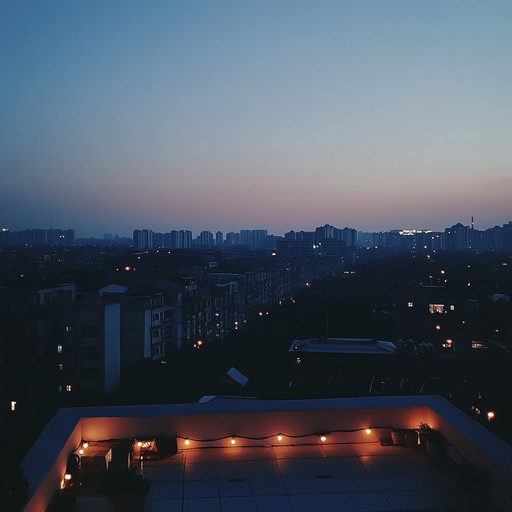 Imagine the peaceful ambiance of the city at night, with soft lofi beats emanating from a nearby café, creating an atmosphere of calm and coolness. This alternative description highlights the nocturnal charm of the music, focusing on the tranquil nature of urban evenings