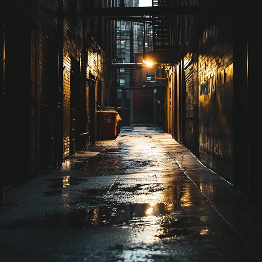 Step into a suspenseful, dimly lit urban alleyway where the echoes of footsteps and distant whispers create an eerie atmosphere. An old, slow plucked guitar merges with subtle ambient sounds, crafting a lofi beat that raises the tension and keeps listeners on edge.