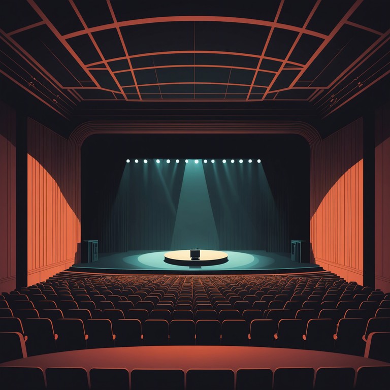 A solitary violin plays in a huge empty concert hall, with each note hanging in the air, reflecting off the walls and creating a haunting echo that embodies the feeling of isolation.