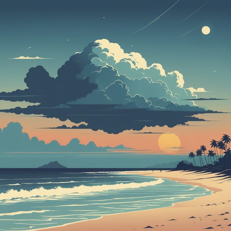 Delve into a high energy, experimental reggae track that features the playful yet unnerving sounds of steel drums amidst a backdrop of chaotic musical structures, mimicking the unpredictable nature of a tropical storm.