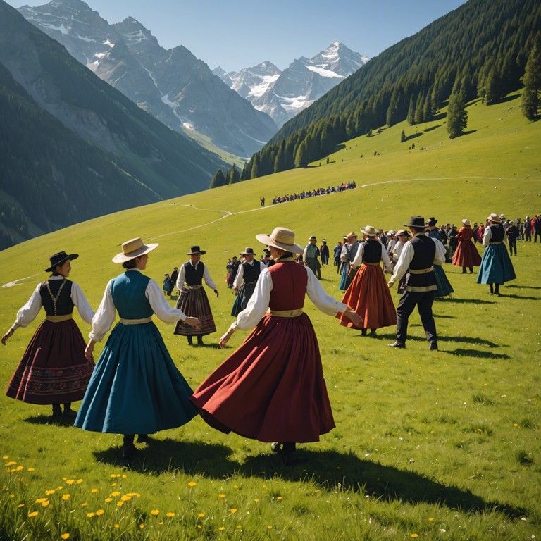 Imagine a vibrant scene amidst the bavarian alps, where the bright sun casts playful shadows, and locals dressed in traditional lederhosen engage in carefree dances. The song encapsulates the essence of a joyful, light hearted day in the picturesque german countryside. This composition utilizes the unmistakeable timbre of the accordion to deliver an authentic german schlager experience, inviting listeners to feel the vibrant culture and joyful expression found in this unique region