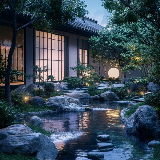 Immerse yourself in a serene fusion of traditional japanese melodies and modern ambient sounds. This tranquil piece weaves the soothing tones of the koto with atmospheric pads and gentle percussion, creating a calming, meditative experience that transports listeners to a peaceful moonlit zen garden, where the harmonious blend of nature and music brings inner peace.