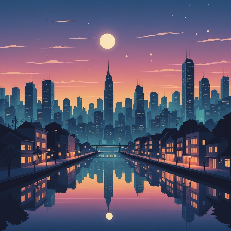 Imagine walking through a bustling cityscape at night, with colorful neon lights reflecting in puddles after a rain. The air is vibrant yet the serenity of the city's heartbeat envelops you, carried by a dreamy, groovy k pop rhythm that mixes traditional sounds with modern beats.