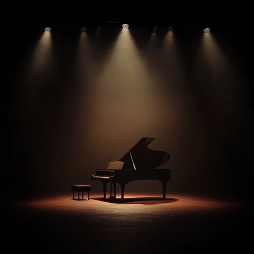 A haunting and poignant composition designed to evoke the deep sadness and drama of a tragic theatrical performance. The lone piano sets a somber mood, painting a vivid picture of loss and yearning on an empty stage, with each note lingering in the air, creating a sense of heavy introspection and desolation.