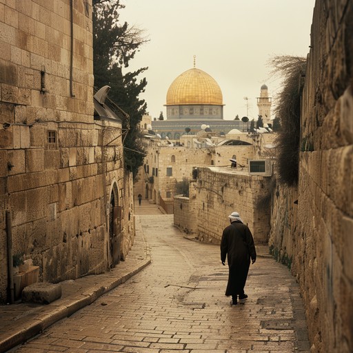 This instrumental track captures the essence of a timeless adventure through the streets of jerusalem, blending traditional jewish music with modern orchestral elements to create a deeply moving and spiritual experience. The song utilizes a klezmer clarinet to lead the melody, supported by a background of subtle orchestral strings and traditional percussion to enhance the emotional depth and historical ambiance of the piece.