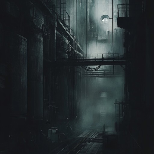 A menacing composition that blends haunting guitar riffs with unrelenting mechanical beats, creating an atmosphere of dark suspense and industrial grit