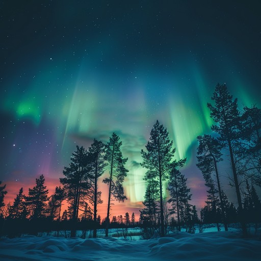 A reflective, soothing suomipop composition inspired by the awe inspiring display of northern lights over the finnish landscape. The piece starts with a melodic piano riff symbolizing the serene beauty of finnish nature. Gradually building layers of strings and synthesizers mimic the mystic glow of the aurora borealis, adding depth and emotional resonance. The contemporary beats subtly underscore the piece, inviting listeners to drift into the tranquil, yet evocative atmosphere of a northern finnish night.