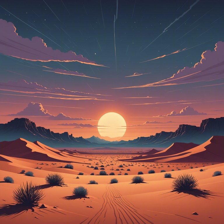 This instrumental track uses a sinuous, flowing melody that captures the essence of the vast, enigmatic sahara desert. The music slowly builds, interweaving middle eastern scales with ambient sounds to depict the shifting sands and hidden secrets of this ancient landscape. The dynamic shifts subtly reflect the changing light from dawn to dusk, creating a mysterious and slightly uneasy sonic journey.