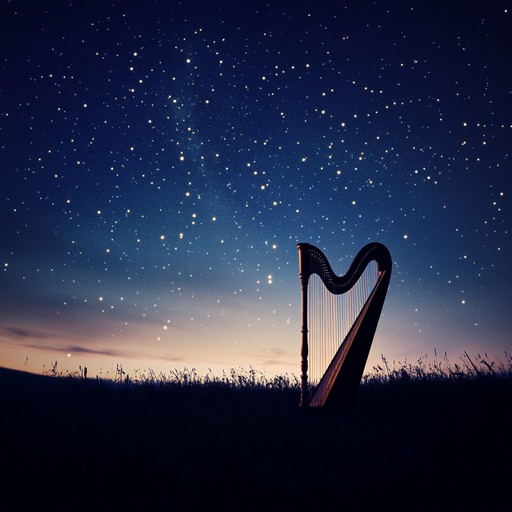 A serene instrumental lullaby blending ancient harp with ambient night sounds, guiding the listener into a restful sleep under a cosmic canopy.