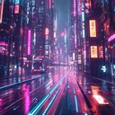 an energetic instrumental exploring cyberpunk realms and uplifting themes.