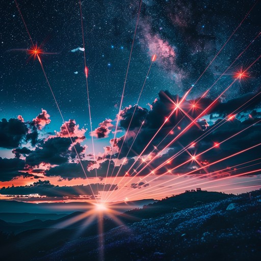 A high energy edm track bursting with interstellar soundscapes and pulsing rhythms. Synthesizers create a celestial backdrop while bass and drums drive the vibrant and dynamic tempo. Ideal for epic dance floors and energetic environments. Imagine dancing under a sky full of stars and intergalactic lasers, with every beat connecting you to the universe.