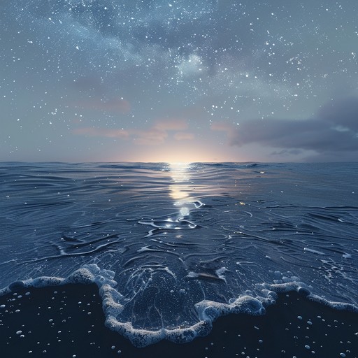 Immerse yourself in the tranquil soundscapes that blend the cosmic serenity of a star filled night with the gentle, rhythmic lapping of ocean waves. This soothing ambient track invites the listener to drift into a state of deep relaxation and calm, transforming any space into a coastal celestial haven.