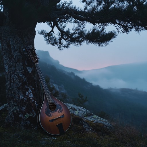 An instrumental bluegrass piece featuring haunting mandolin melodies that evoke the mysterious beauty of the appalachian mountains at dusk