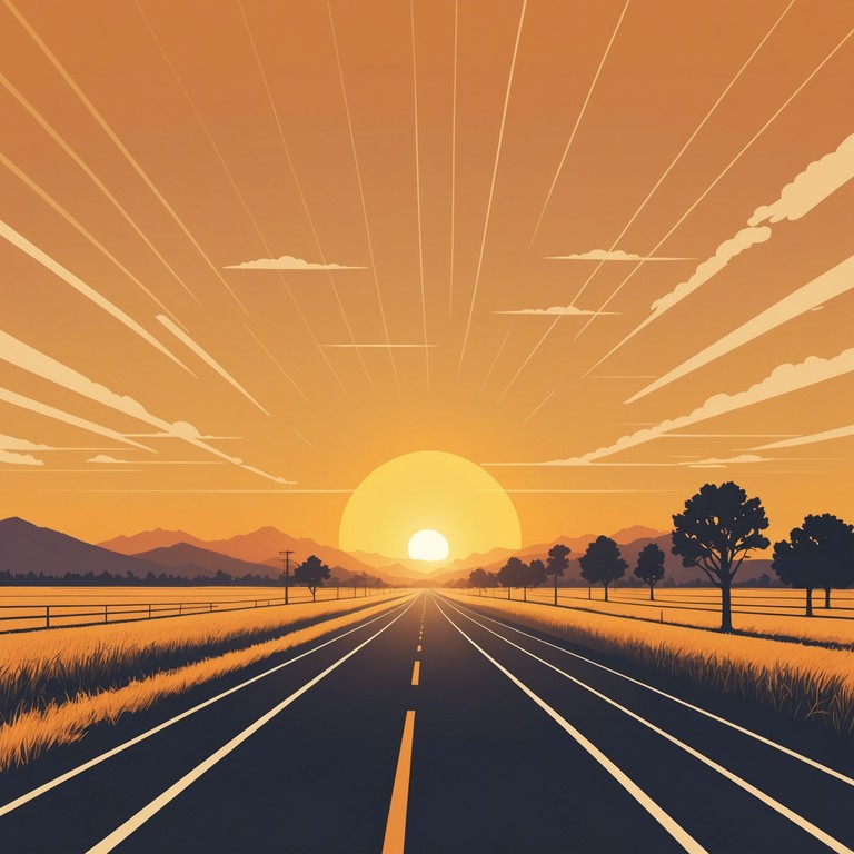 A vibrant and exhilarating americana track that captures the essence of a sunrise road trip across the american landscape. This piece combines lively guitar strums with pulsating rhythms to invoke a sense of freedom and adventure.