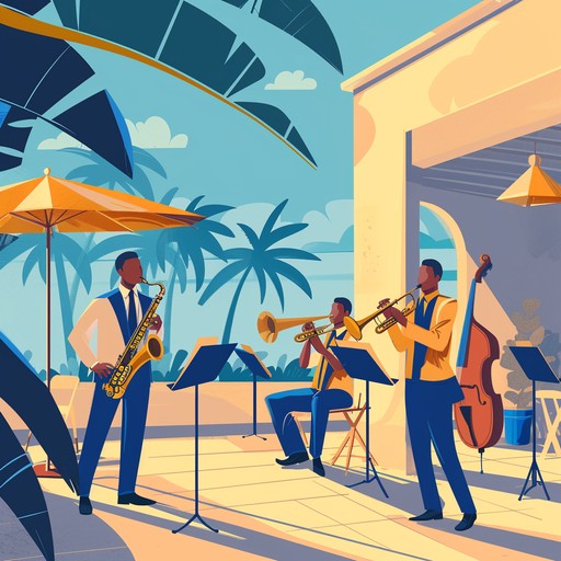 Transport yourself to a sunlit patio, where a lively jazz band plays, filling the air with contagious energy. Swinging sunshine melodies embodies the carefree spirit of summer with an effervescent trumpet leading the charge, backed by an animated piano and swinging rhythm section.