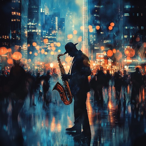 A dynamic blend of soulful and edgy jazz featuring powerful basslines, smooth saxophone melodies, and intricate percussion. The music captures the essence of a vibrant city nightlife, mixing elements of classic soul and contemporary edginess. The track is perfect for late night sessions, offering a gritty yet sophisticated vibe that resonates deeply.