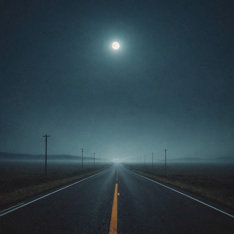 This track captures the essence of a mysterious, somewhat unsettling journey through remote country roads under a full moon. With ambient sounds and haunting melodies, the music sets a scene of solitude and introspective travel.