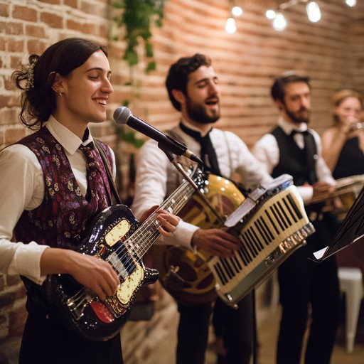 Experience the joyous explosions of a traditional jewish celebration with an uplifting klezmer track infused with euphoric rhythms. This instrumental piece features lively clarinet solos, syncopated rhythms, lively accordion passages, and dynamic percussion that will take listeners on an exhilarating musical journey, perfect for festive occasions and uplifting moods