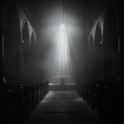 An ambient, ethereal gospel piece combining traditional melodies with haunting, otherworldly synth sounds to evoke a mystical and reflective spiritual journey