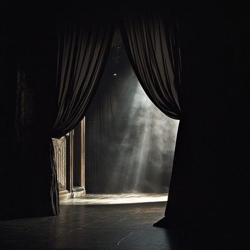 A suspenseful instrumental opera piece that captures the eerie atmosphere of a darkened theater, using haunting orchestration and dramatic builds to evoke mystery and anticipation.