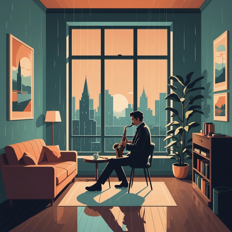 Take an auditory journey through a serene evening filled with the delicate sounds of a saxophone complemented by a mild rain. This track creates an immersive environment perfect for relaxation or deep contemplation.