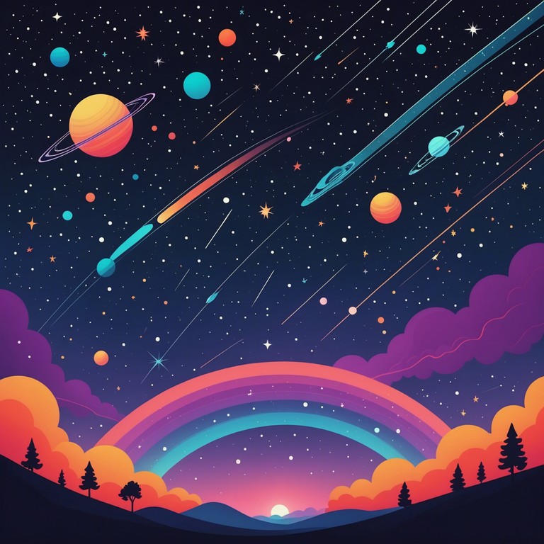 Imagine a song that transports listeners to a universe filled with stars that twinkle in unusual colors, symbolic of the quirky nature of the cosmos. This track features a rich tapestry of sounds that blend dreamlike sequences with buoyant, unpredictable progressive structures, making it a perfect reflection of both whimsy and complexity.