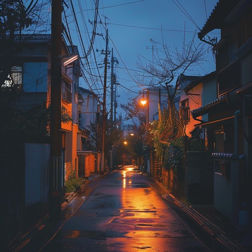 A lo fi hip hop track with smooth rhythms and tranquil melodies designed to evoke an urban evening's peaceful moments.