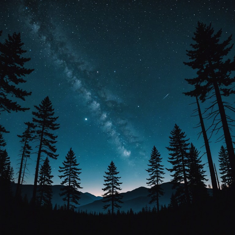 This track blends the gentleness of ethereal music with the rustic charm of bluegrass, featuring expansive atmospheric soundscapes intertwined with the earthy tones of traditional appalachian instruments. The piece captures the feeling of standing atop a mountain, gazing at a starlit sky through the canopy of ancient trees.