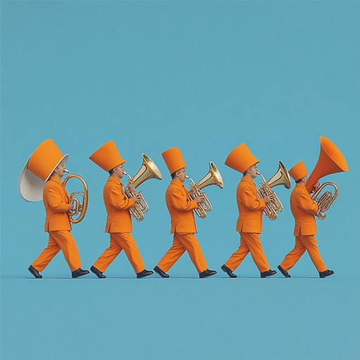 A mischievous take on a military march, encapsulating playful and quirky beats, transforming traditional military tunes into a spirited and humorous parade soundtrack