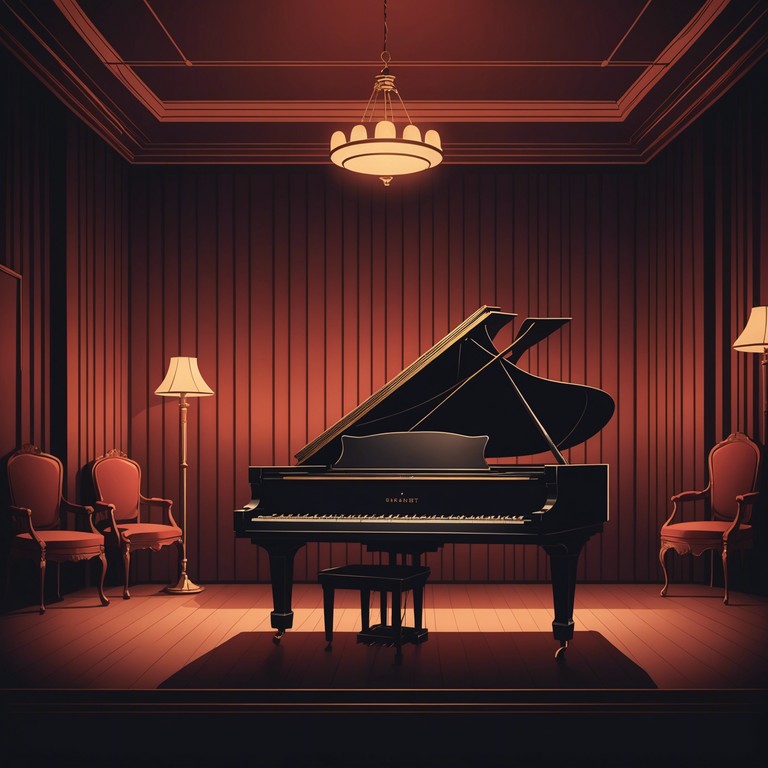 In the intimate lower quarters of an old theater, a single piano plays a series of slow, melancholic melodies, echoing like whispers. Each note hangs heavy in the air, imbued with the spirit of bygone cabaret days, telling tales of faded glories and heartfelt woes.