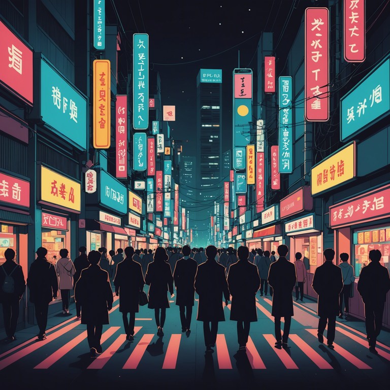 This composition seamlessly blends wistful orchestral elements with the upbeat tempo and electronic vibes characteristic of modern j pop, creating a soundtrack for the youthful, bustling life contrasted by deeply reflective moments experienced in the heart of tokyo.