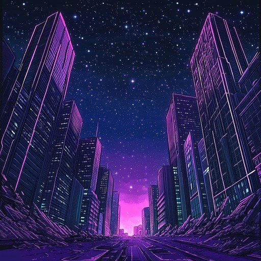 An instrumental chillwave track that captures the intensity of a neon lit metropolis in turmoil, blending lush synths with driving beats to evoke a sense of urgency and nostalgia.