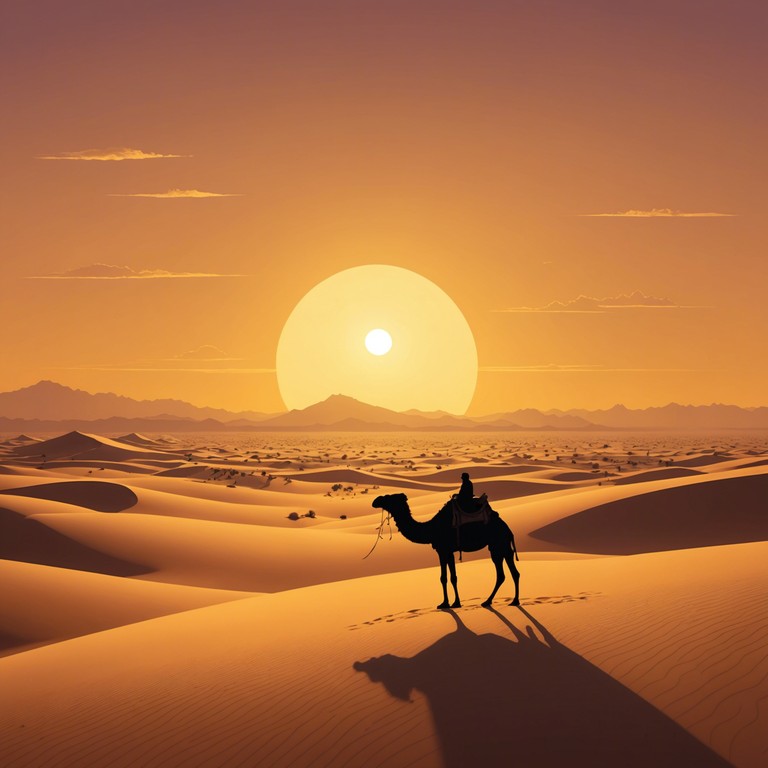 This instrumental track captivates the essence of a middle eastern journey through vast deserts and oases, combining traditional melodies with majestic, sweeping compositions to illustrate the day and night of desert life. Filled with mystery and awe, the music paints a vivid picture of ancient narratives and landscapes.