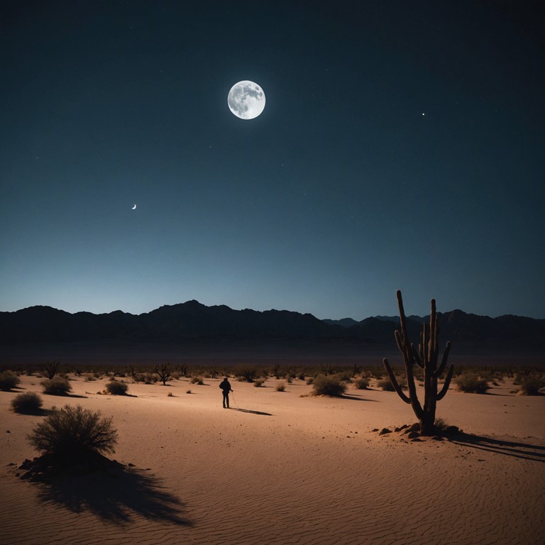 Immerse yourself in the echoes of a high octane blues rock piece where each strum of the guitar tells stories of night riders and desert outlaws. As the moon casts its silvery glow over sand and stone, the music builds into a powerful expression of unbridled liberty and rebellion.