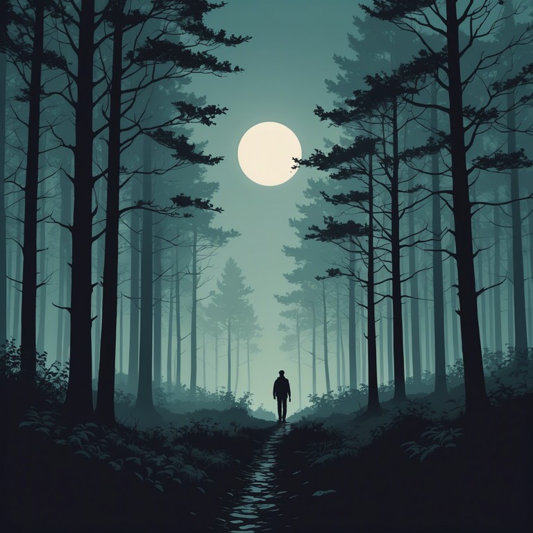 This instrumental track conjures an atmosphere of walking through a misty, ancient forest at night, guided only by mysterious, somber melodies that echo the whispers of the forest. The music slowly builds, intertwining darkness with a touch of folklore, creating a feeling of an intimate, yet unsettling journey through nature's unseen realms.