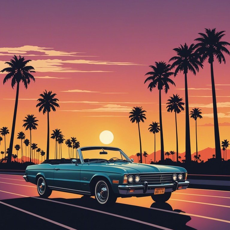 A nostalgic dive into the warm evening vibes of the 70s sunset boulevard, featuring an enveloping bassline paired with airy synths that encapsulate the essence of a peaceful, twilight drive. A touch of soft electric piano solos adds a reflective quality to the melody, perfect for evoking a sense of ease and the coolness of the coming night.