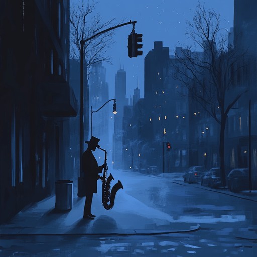 An instrumental jazz piece featuring a mellow saxophone, evoking a sense of solitude and introspection as it paints a sonic picture of wandering through deserted city streets at night.