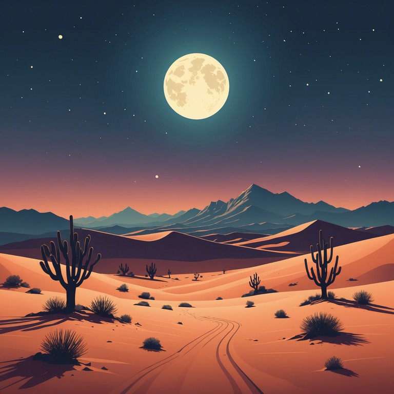 Transporting listeners to a serene night in the desert, where the only sound is the gentle, enchanting play of a wood flute under the moonlight, complemented by distant, soft percussion rhythms.