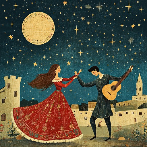 This instrumental piece is a lively lute melody that captures the essence of medieval festivities, evoking images of lovers dancing beneath a canopy of stars. The energetic strumming patterns and uplifting harmonies invite listeners to revel in the joyous spirit of a bygone era filled with romance and celebration.