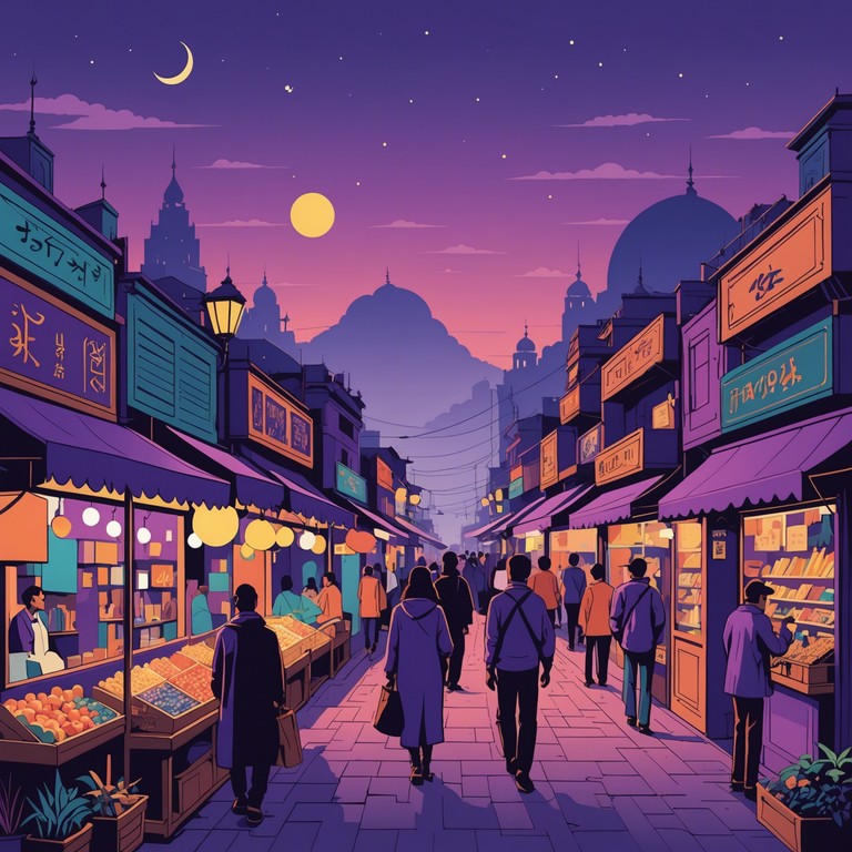 Capturing the essence of a lively bazaar under a vast, starry desert sky, this track combines traditional middle eastern instruments and rhythms with a hint of vibrant electronic influences to create a feeling of adventure and mystique.