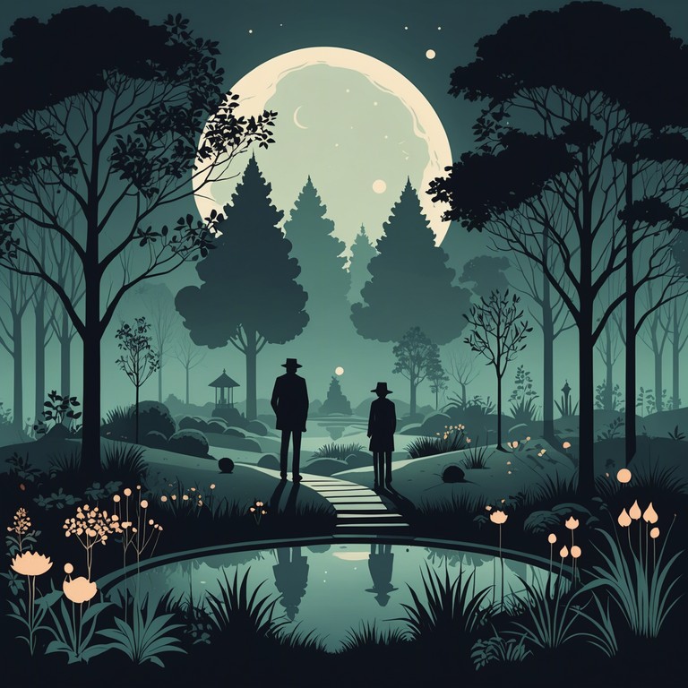 A composition that seamlessly blends unsettling, mysterious undertones with a distinct sense of romanticism ideal for a gothic romance setting. The music evokes images of moonlit rendezvous in ancient, fog laden gardens. The theremin produces lingering notes that feel like whispers in the dark, creating a hauntingly beautiful soundscape.