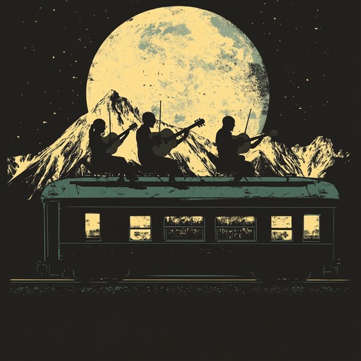 An exhilarating instrumental featuring fiery banjo and soaring fiddle melodies, capturing the adrenaline of a high speed dash through rugged terrains on a runaway train.