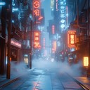 haunting synthwave journey through dark, neon lit dystopian cityscapes