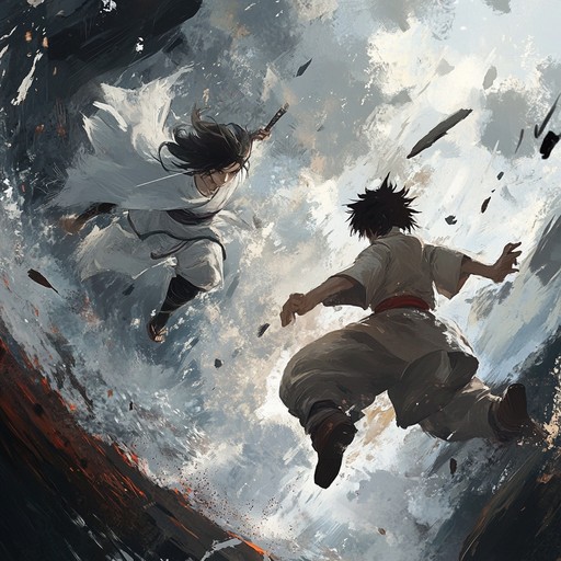 A high energy instrumental designed for climactic anime scenes, combining thunderous electric guitars, dynamic drums, and lush orchestral layers to create a thrilling, aggressive atmosphere. The track propels listeners into the heart of the battle, evoking the fierceness and heroics of anime warriors