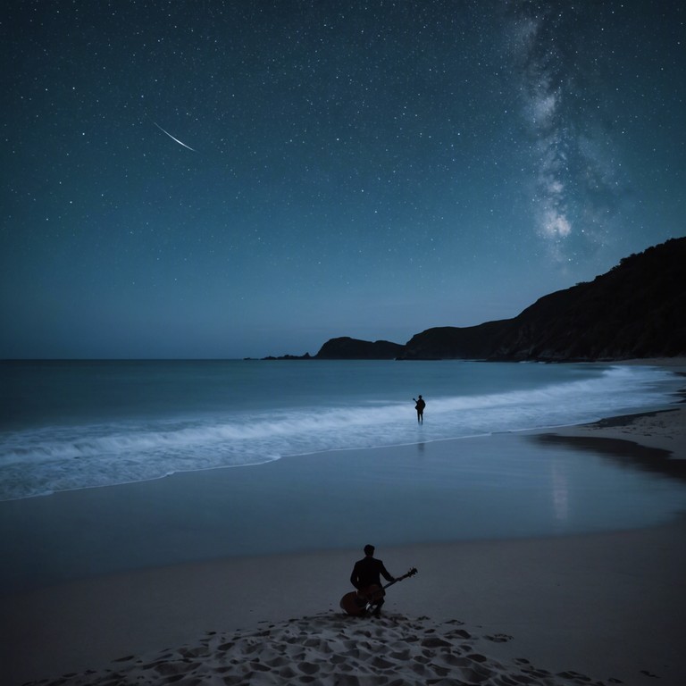 Imagine a serene night where the stars light up the brazilian coastline, and the gentle strums of a guitar blend with ethereal layers, creating a peaceful, contemplative atmosphere perfect for introspection or a quiet night in. Imagine a serene night where the stars light up the brazilian coastline, and the gentle strums of a guitar blend with ethereal layers, creating a peaceful, contemplative atmosphere perfect for introspection or a quiet night in.