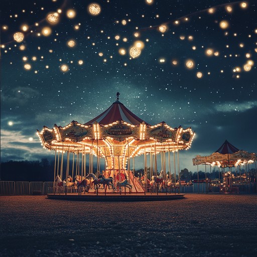 Embark on a dreamlike adventure through a fantastical carnival scene, where the gentle, lilting music transports you to a world of wonder and delight. The song is filled with playful, twinkling melodies that evoke the sights and sounds of a carnival illuminated by starlight, complete with merry go rounds and laughter in the air