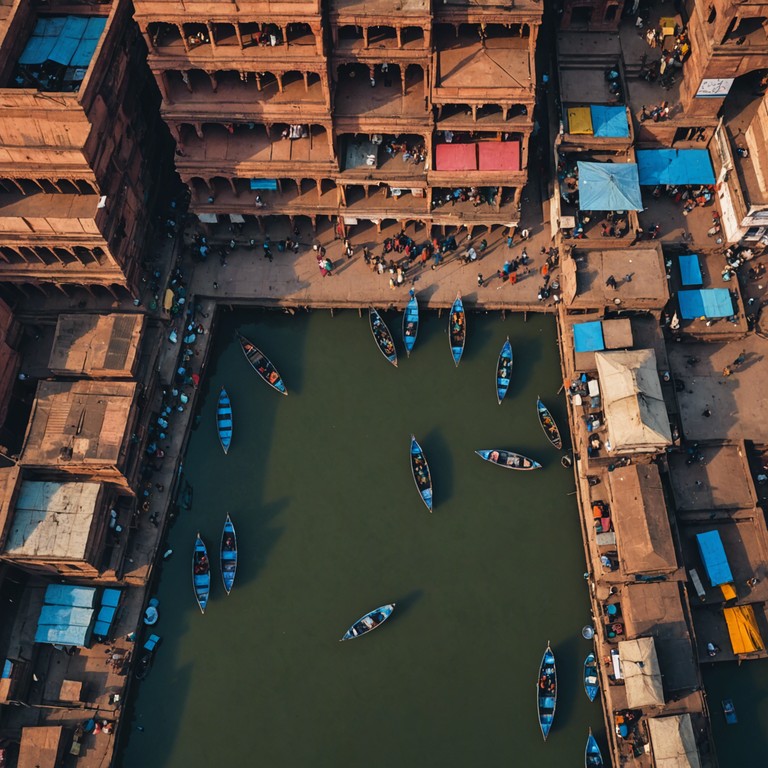 This composition uses a vibrant sitar melody enriched by the intense, spirited beats of a rock ensemble, portraying the awakening city of varanasi as it greets the new day with splendid energy.