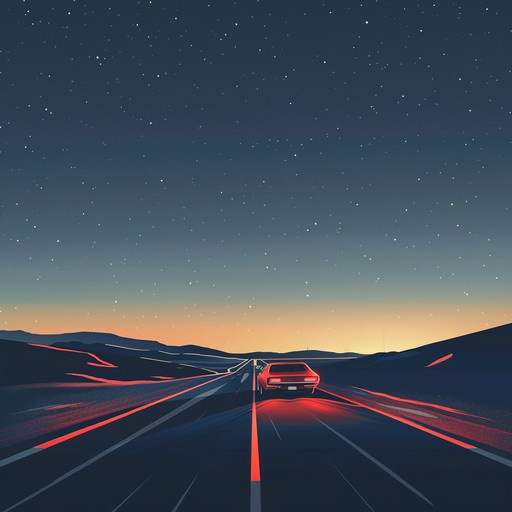 Imagine cruising down a dark highway, the sound of the powerful engine mixed with the distant city lights zooming past. The music is lead-heavy with a gritty edge, embodying the freedom and rawness of a nocturnal road trip.