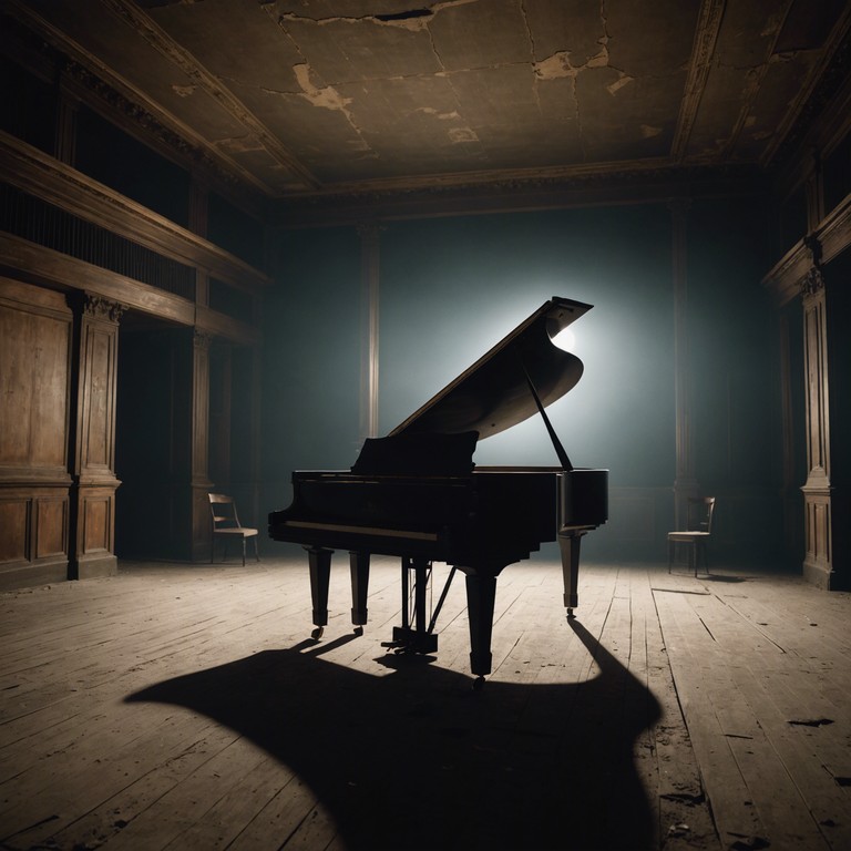 Imagine a once glorious cabaret bar, now dusty and draped in cobwebs, where spectral figures dance eternally in the spotlight of the moon. The piano plays on its own, guided by unseen hands, and the air shimmers with the melancholy of times long past.